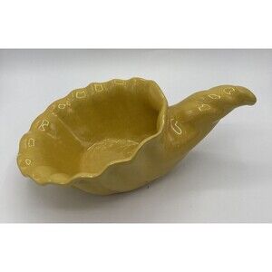 Vintage Frankoma Cornucopia Pottery Desert Gold/Buttercup Glazed Dish 12" #222